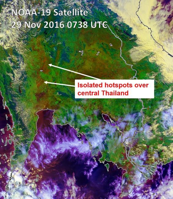 showers over southern part of Thailand due to a northeast monsoon surge. 2.