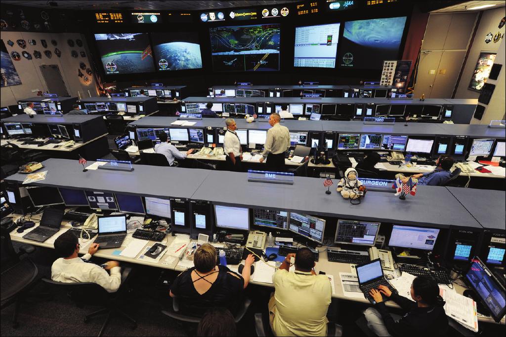 All space missions are controlled and supervised from here in the Mission Control Center, up to