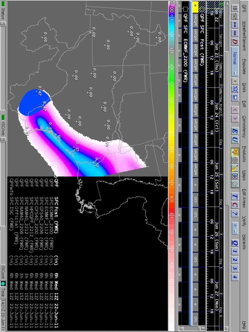 Precipitation Forecast/QPF 4 km x 4 km spatial resolution 6 hour temporal resolution 72