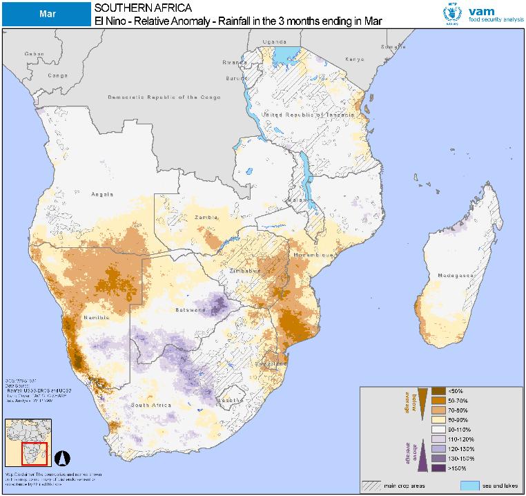Southern Africa: As if facing a second El Niño Expectations: Historical El Niño Rainfall Patterns Average 3 month rainfall in El Niño seasons compared to Neutral Seasons.