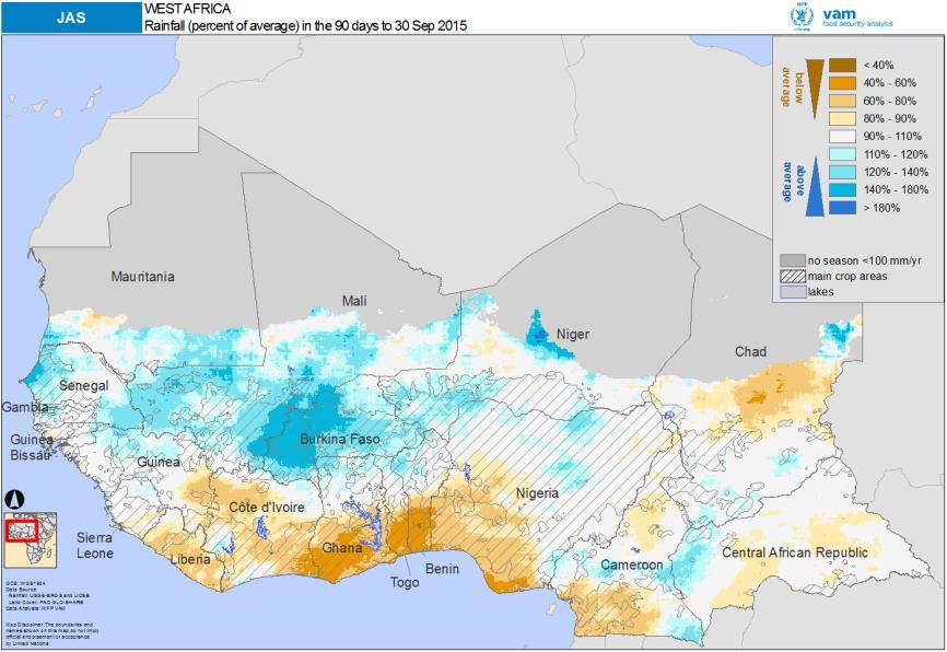 However, the factors that saved the Sahel from a major crisis, also led to the spread of markedly drier than average conditions from the southern half of Ghana to southern