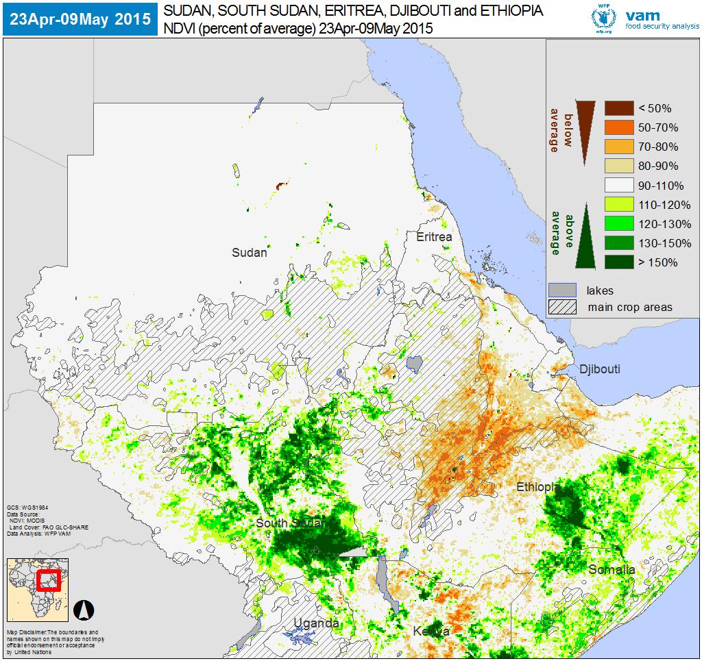 East Africa: A complex pattern of impacts El Niño 2015 Outcomes: Region A and Transition Areas APRIL 2015 AUGUST 2015 NDVI in early May 2015 as a percentage of the average.