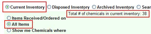 Items Received on To view all items added to the inventory by a specific date, select the option Items Received on and enter the date criteria (e.g.