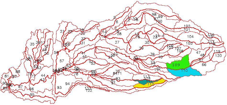 Figure 2.16 Simulation results for Camp Creek segment of physically based model of the Upper Cosumnes River.