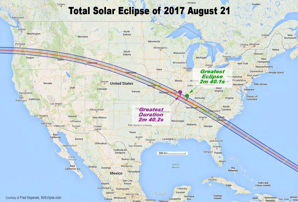 the eclipse. First, this map shows both the partial and total limits of the 21 August 2017 solar eclipse.