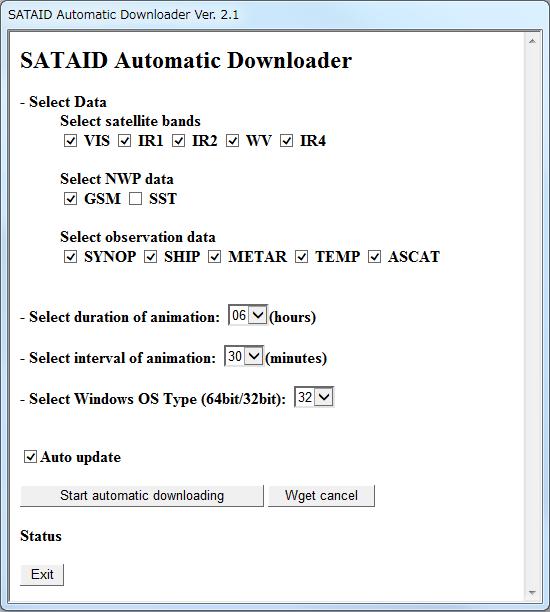 Downloading Data Using WIS Downloader 2. Download data from the WIS server. * Close SATAID (GMSLPD) before using the SATAID Automatic Downloader. (1) Select Data.