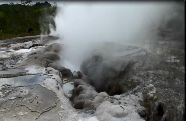 are characterised by geysers, mud