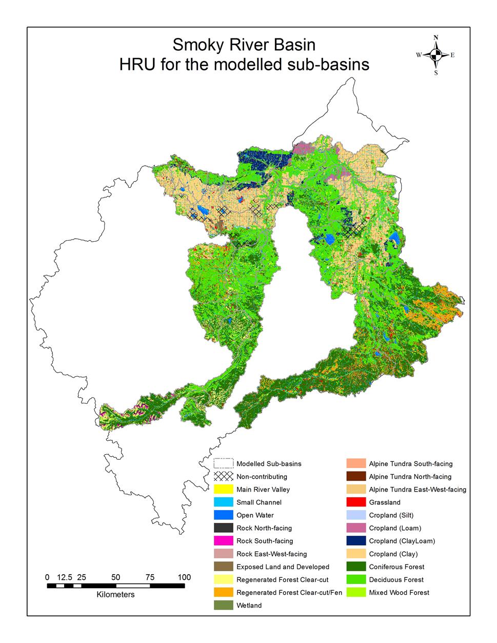 HRU Classification of Smoky Basin HRU classification and interpretation of land cover,