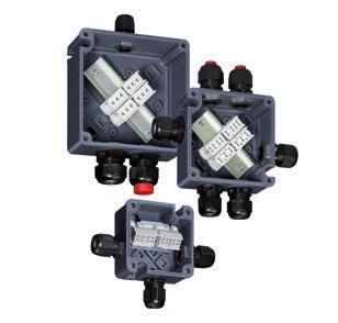 Terminal Box with WAGO Push-Wire Connectors Series 88 > Compact enclosure made of impact resistant glass fibre reinforced polyester resin > WAGO push-wire connectors with time and cost effective