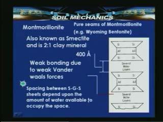As we said another mineral is Montmorillonite mineral. This is called 2:1 clay mineral and it is also known as Smectite.