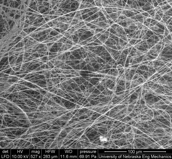134 Samples collected using hybrid nanomanufacturing method and a conductive substrate resulted in nanofibers ranging in diameter from 150 to 800 nanometers.
