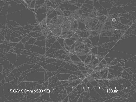 63 Fibers produced with an electrospinning distance of 50 centimeters had diameters ranging from 200 to 500 nanometers. However, the deposition density is very low.