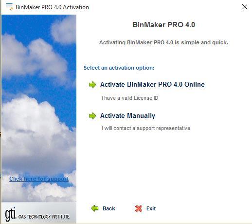 Activating License Online When clicking on "Activate BinMaker PRO 4.0", you will see the following screen.