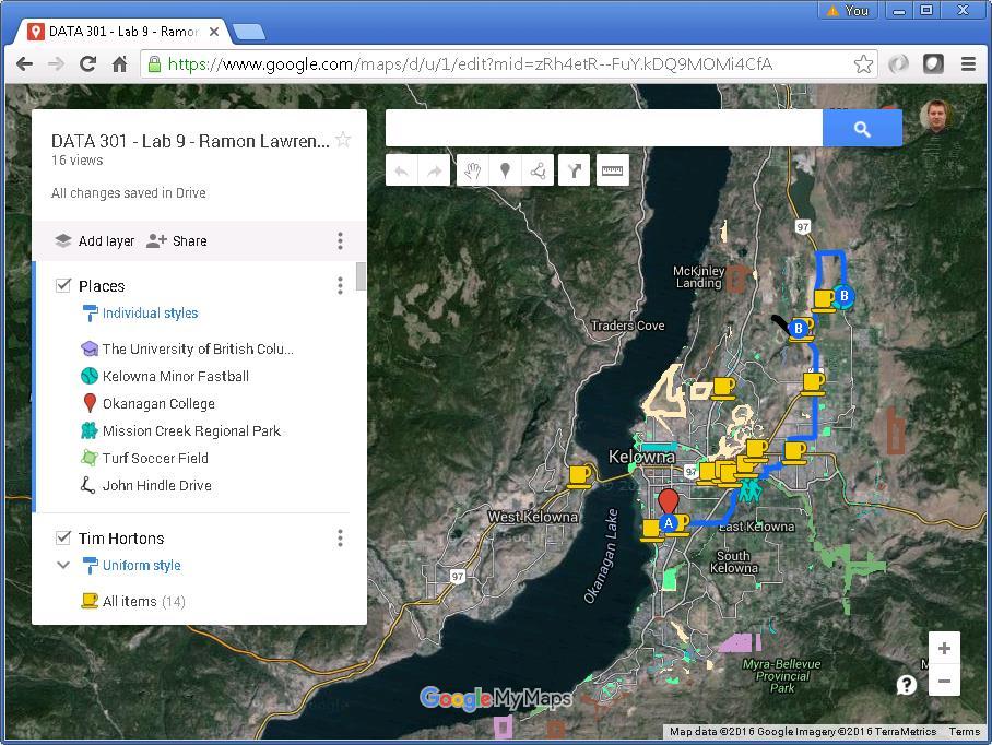 Google My Maps DATA 301: Data Analytics (29) Define layers