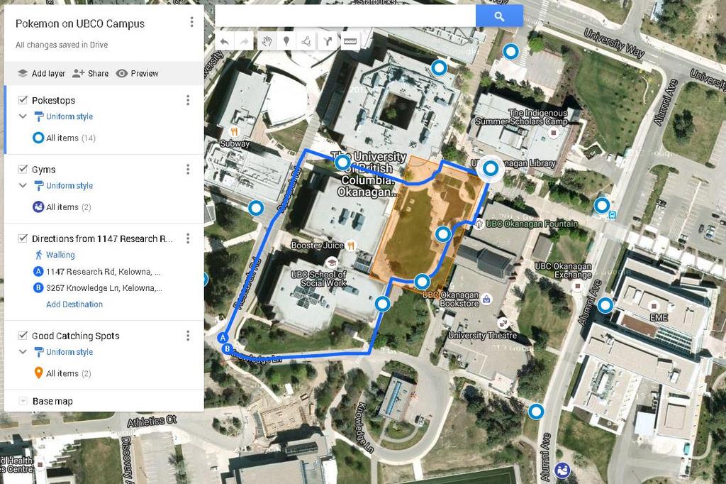 Try it: Google My Maps - Pokémon! Build a map that looks like this.