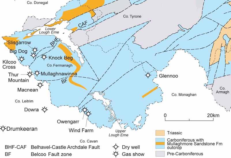 Exploration in the Northwest Irish Carboniferous Basin Source Carboniferous shale Reservoir