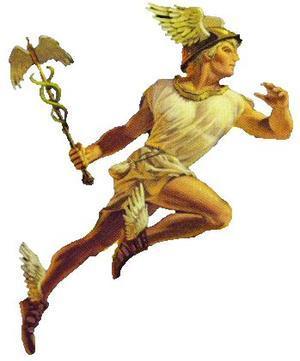 Hermes (Roman name Mercury) Messenger god, a trickster, and friend of thieves. Herald of the dead led the souls to the Underworld.
