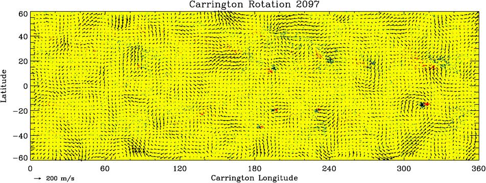 Time Distance Pipeline for HMI 387 Figure 6 Synoptic map of large-scale horizontal flows at the depth of 1 3 Mm for CR 2097.