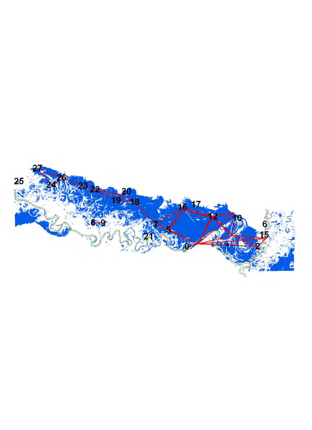 Flooding and Waterbody Connectivity # components: 16 Disconnected wetlands: 11 Ave. # of links: 0.