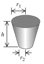 Example: A material of resistivity ρ is formed into a solid, truncated cone of height h and radii r 1 and r 2 at either end.