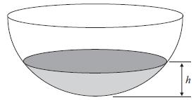 11. Figure 1 A hollow hemispherical bowl is shown in Figure 1. Water is flowing into the bowl.