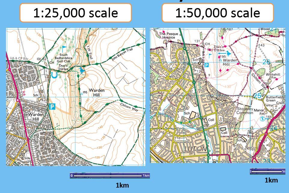 7. Using different scales on a map We use scale to represent real-life distances on