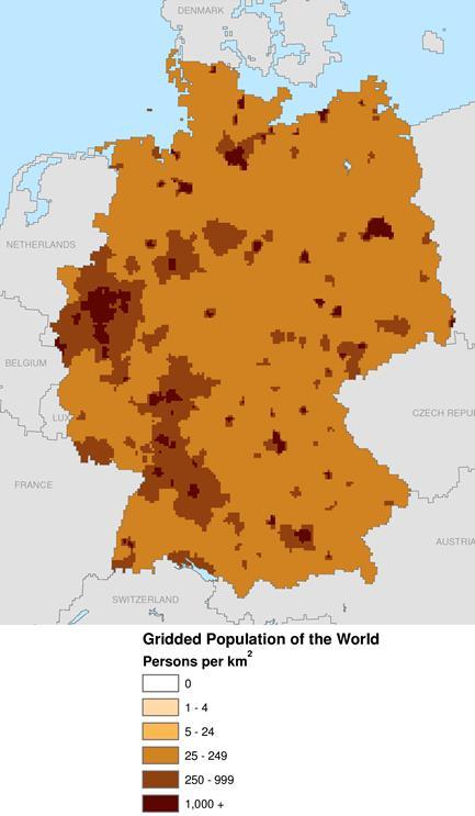 Most Germans live in western Germany Ruhr