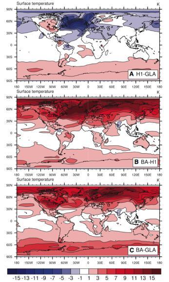 Heinrich - Glacial Surface Temperature Change Bolling-Allerod - Heinrich Bolling-Allerod - warming globally, especially