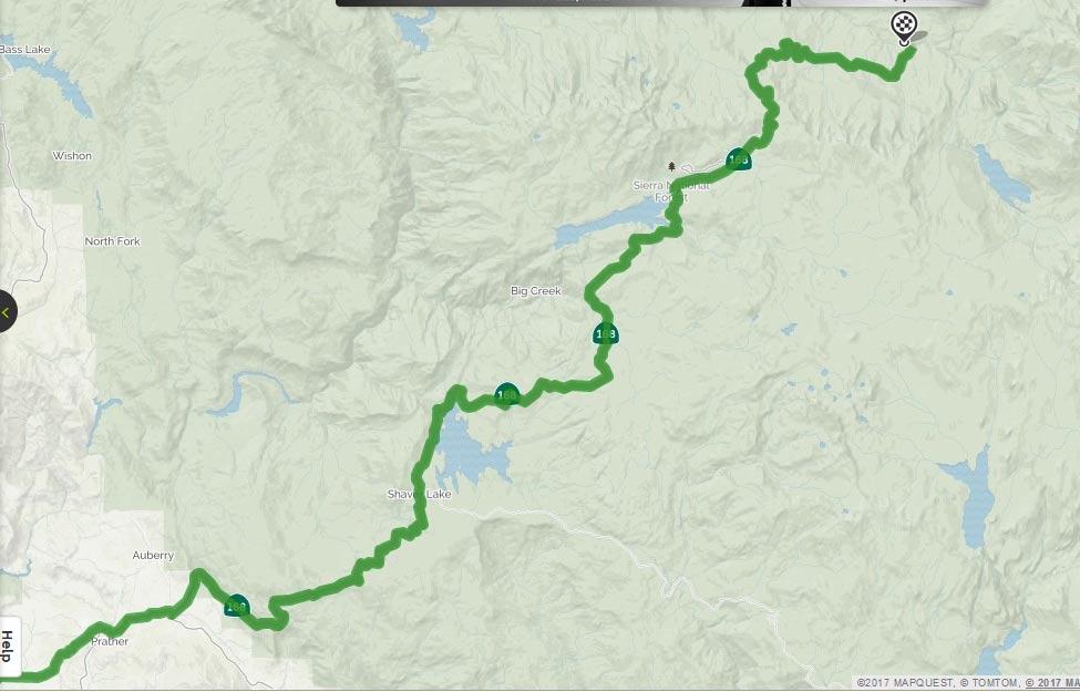 Stay on Hwy 168 past Shaver Lake and then Huntington Lake.