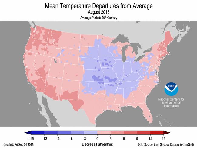 Based on NOAA's Residential Energy Demand Temperature Index (REDTI), the contiguous U.S. temperature-related energy demand during August was 37.