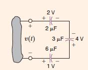 Example the capacitors have been charged before they were connected Q 1! Q 2! Q 3 (!voltage polarization is different) 1 Equivalent capacitance: = 1 + 1 + 1!