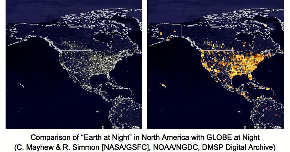 Comparison of GLOBE at Night Data with Other Data