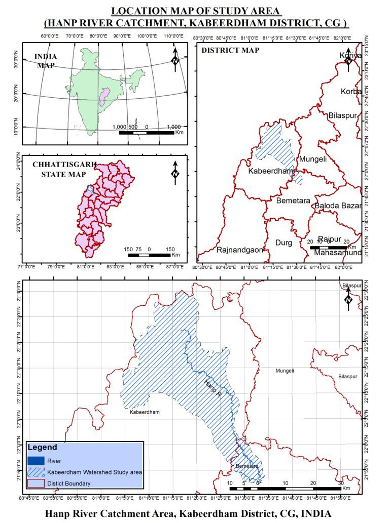International Journal of Scientific and Research Publications, Volume 6, Issue 5, May 2016 648 Figure 1 Location map of Hanp River Catchment Area with district boundaries.