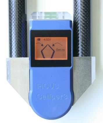 Operating mode Stand alone screen. The zero point of the internal angular sensor must be set in all measuring modes every time the calliper is turned on.