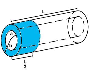 11. A capacitor consists of two conducting coaxial cylinders of radii a and b, and length L. When the capacitor is charged, the inner cylinder has a charge + and the outer cylinder has a charge -.