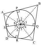 Hence, AB = x + 8 = 7 + 8 = 15 cm CA = 6 + x = 6 + 7 = 13 cm Question 13: Prove that opposite sides of a quadrilateral circumscribing a circle subtend supplementary angles at the centre of the circle.