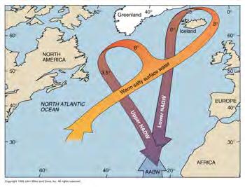 Ice Ages and Atlantic Circulation The formation of North Atlantic Deep Water (NADW) and the Gulf Stream play an important role in warming the North Atlantic