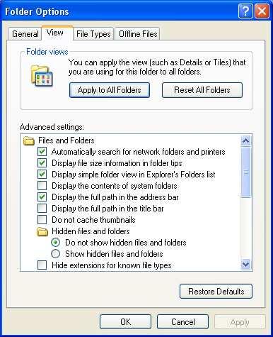 Displaying extensions on a PC My Computer > Tools > Folder Options > View > unclick on