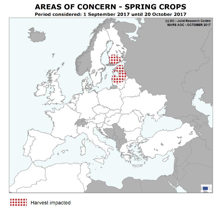Rainfall in September and October was also very low in Morocco and Algeria, where winter cereal sowing is delayed.