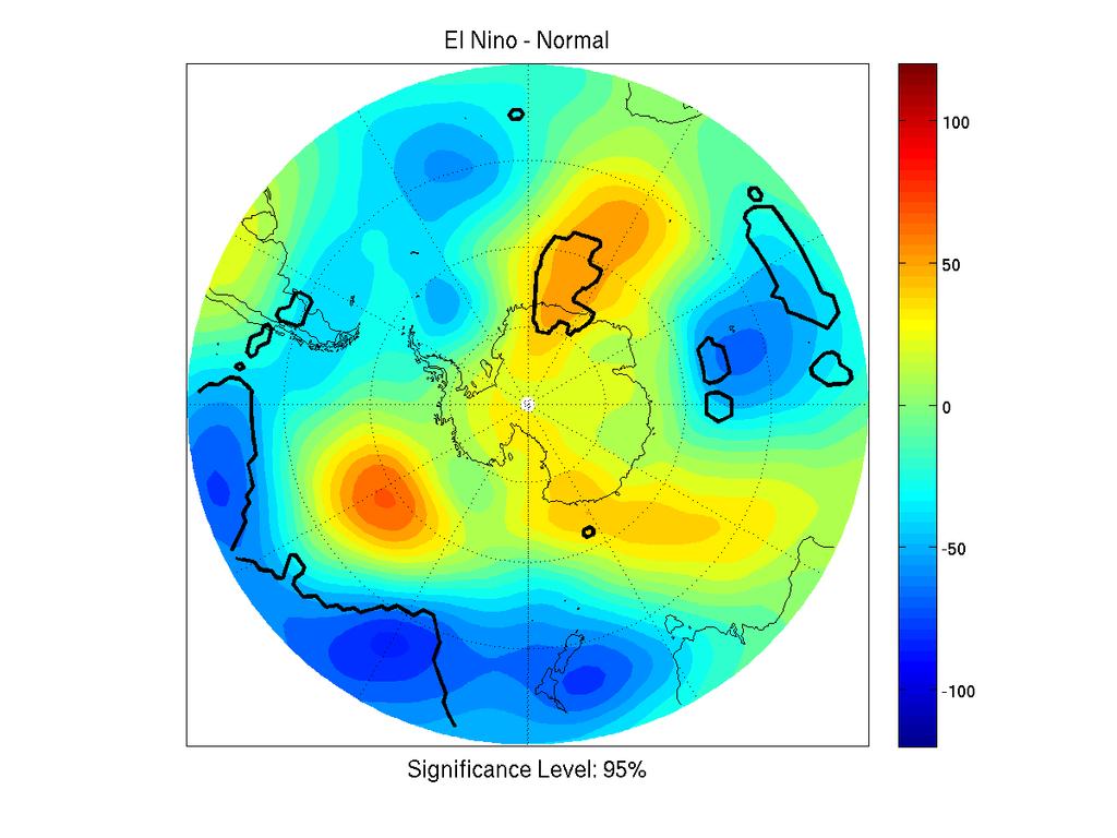 91 Figure 82: 500 hpa height anomalies for SOI during September of El