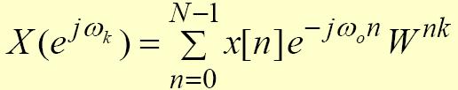 Chirp z-transform Algorithm The problem is thus to evaluate or, with W defined as To evaluate W = e jδω Using the