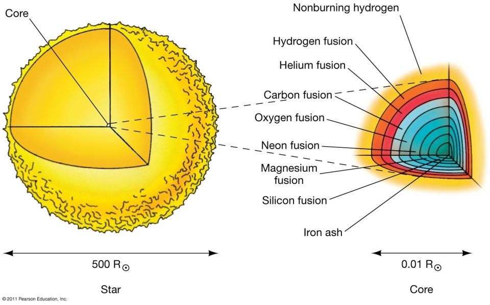 21.2 The End of a High-Mass Star A high-mass star can continue to fuse elements in its core right up to iron (after which the fusion reaction is energetically unfavored).