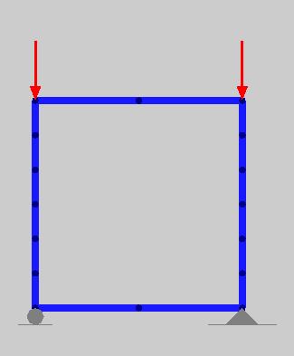 Example 3: Unbraced frame Figure 3.1 shows an Arcade model of a frame similar to that of example 1, except that the frame is no longer braced agast sidesway.