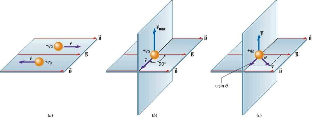 21.2 The Force That a Magnetic Field Exerts on a Charge ( a) v B 0