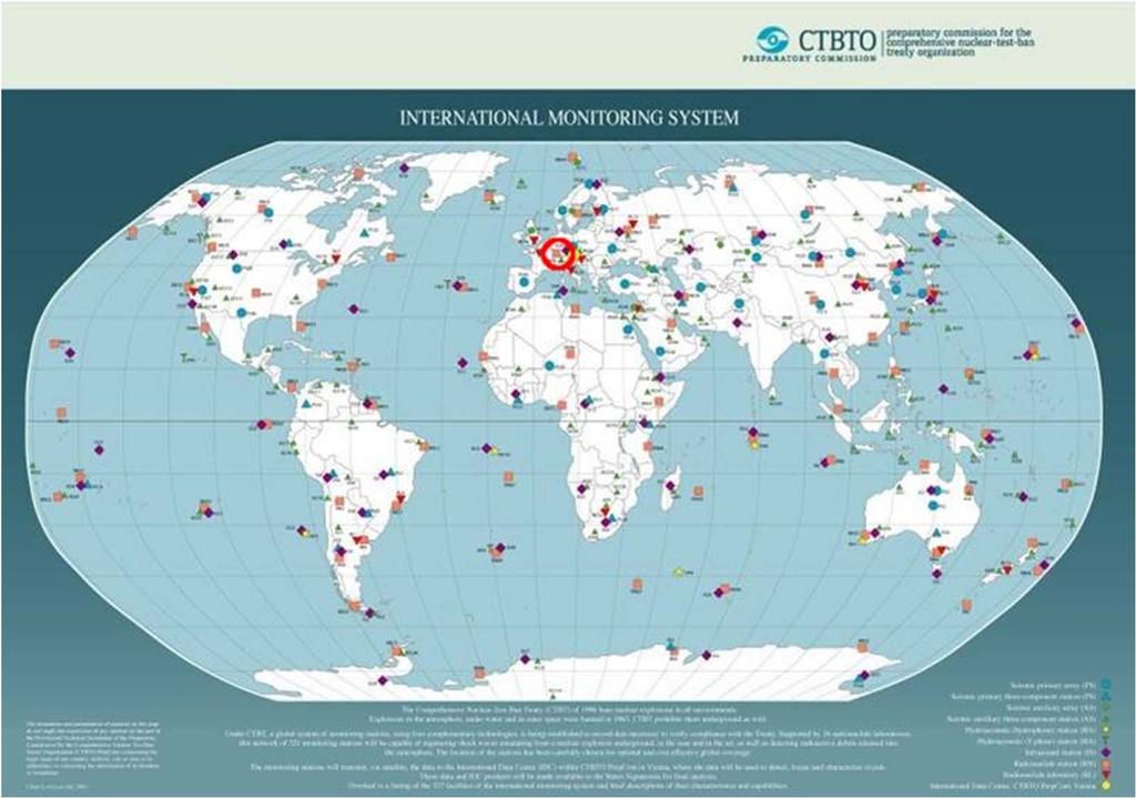 Comprehensive Nuclear-Test-Ban Treaty Organisation (CTBTO) International Monitoring System (IMS) 321 Stations + 16 Labs (RL) 4 Techniques: