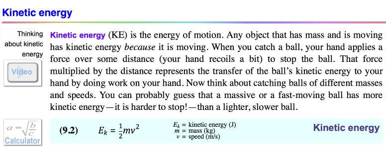 Energy of motion is energy due to motion. Energy of motion is energy due to motion. A 1 liter water bottle (1 kg) moving at 1 m/s (2.4 mph) has a kinetic energy of.