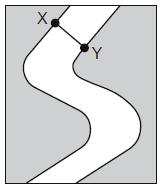 42. The cross section below represents a portion of a meandering stream. Points X and Y represent two positions on opposite sides of the stream. 43.