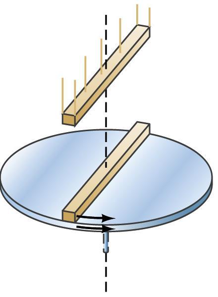 Practice Problem 4 A uniform disk turns at 7.00 rev/s around a frictionless spindle.