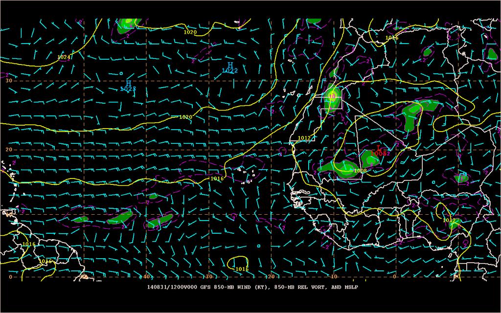 Verifying 850 mb winds,