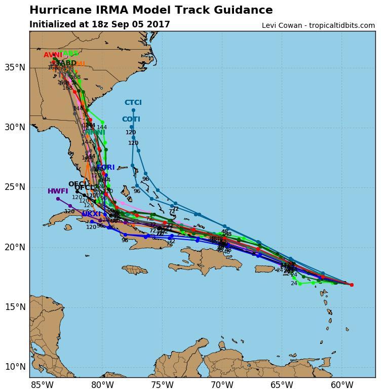 Some of the track guidance shifted east slightly this afternoon, but the